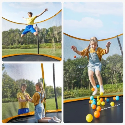 Батут с защитной сеткой "PERFETTO SPORT ACTIVITY 12" диаметр 3,7 м зелёный